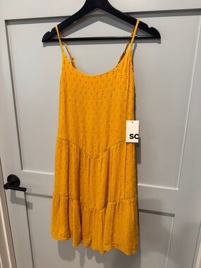SO Sunflower Yellow Eyelet Tiered Slip Dress